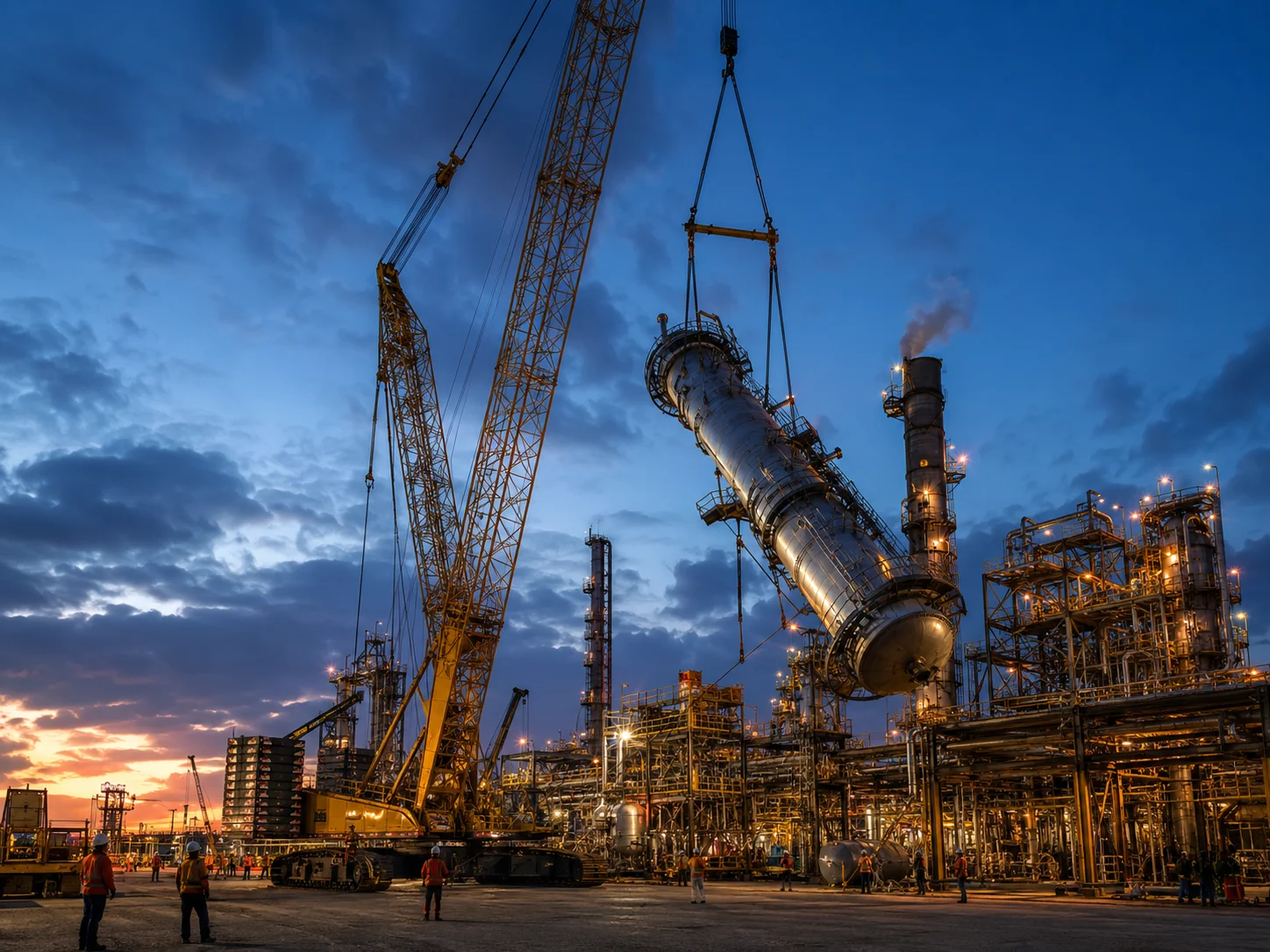 Heavy lift installation of process equipment