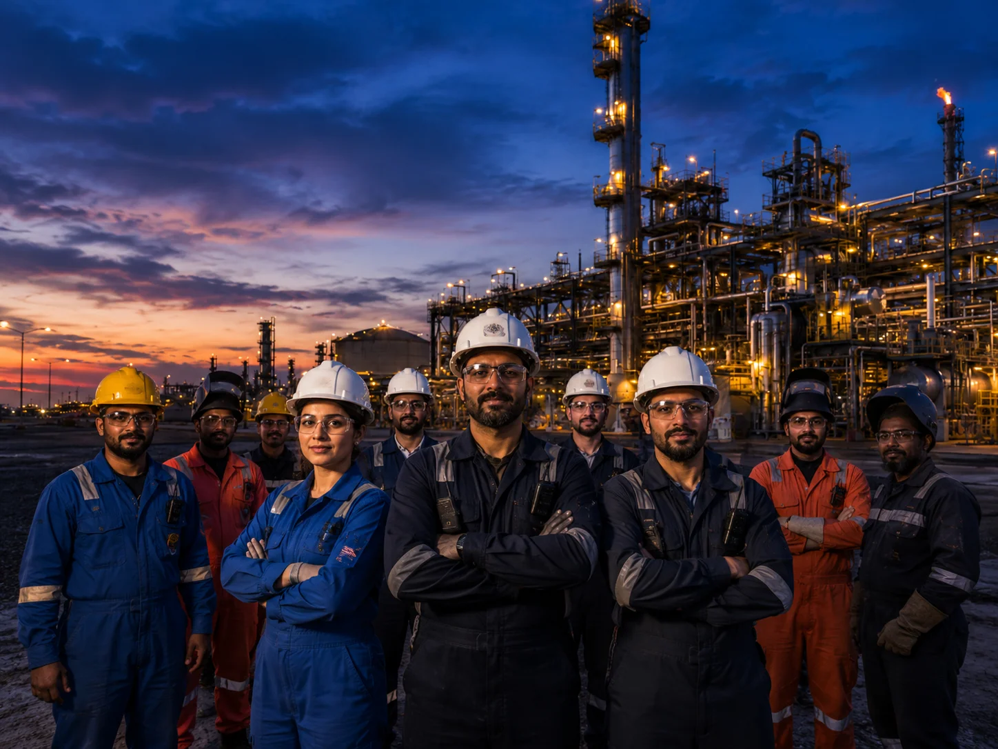 PSN skilled engineers and technicians at an oil and gas facility